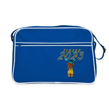 Hello 2023 Illustration Frau - Retro Tasche - Blau/Weiß - Vorne