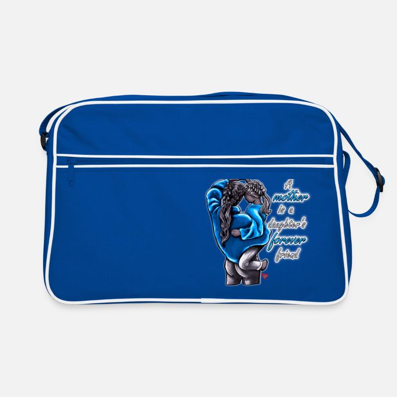 Mutter Tochter Spruch mit Illustration blau - Retro Tasche - Blau/Weiß