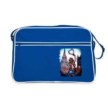 Blondine am Steintor Rostock Illustration - Retro Tasche - Blau/Weiß - Vorne