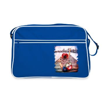 Rostock skyline Gehlsdorf femme blonde - Sac Retro - bleu/blanc - Devant