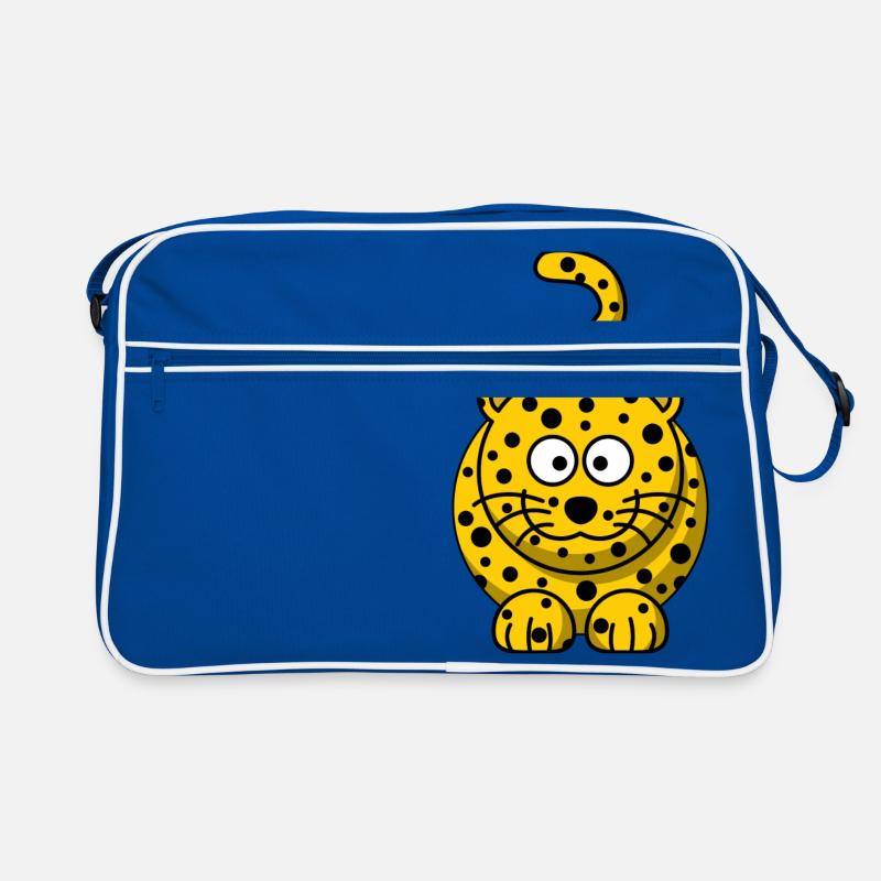 Leopard Cartoon - Retro Tasche - Blau/Weiß