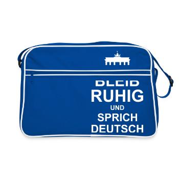 Stay calm and speak German - Retro Bag - blue/white - Front