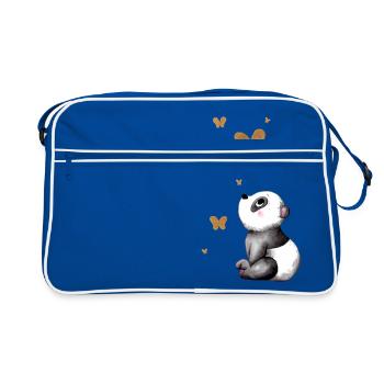 Rêver de panda de dessin animé - Sac Retro - bleu/blanc - Devant