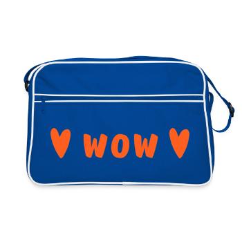 WOW Hearts | Orange Statement Design - Sac Retro - bleu/blanc - Devant