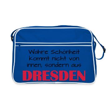 wahre Schönheit - DRESDEN - Retro Tasche - Blau/Weiß - Vorne
