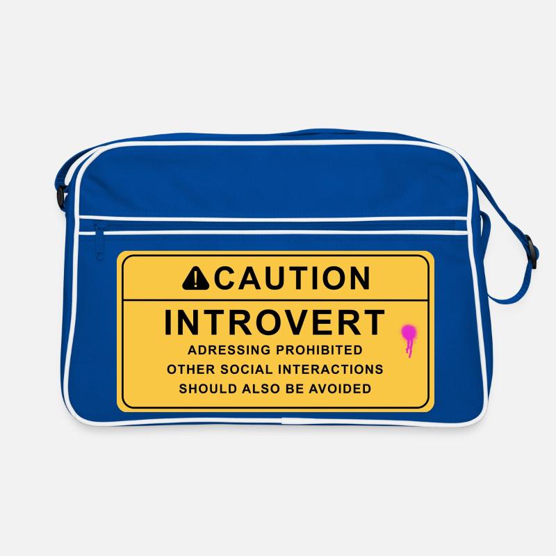 Caution Introvert Retro Tasche