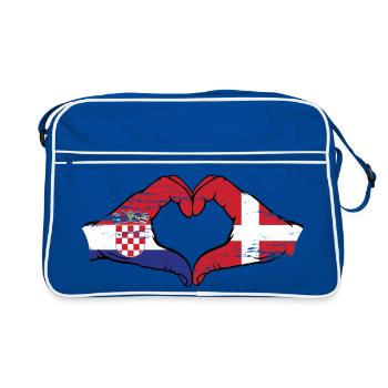 Croatie Danemark drapeau mains forme de coeur utilisé - Sac Retro - bleu/blanc - Devant