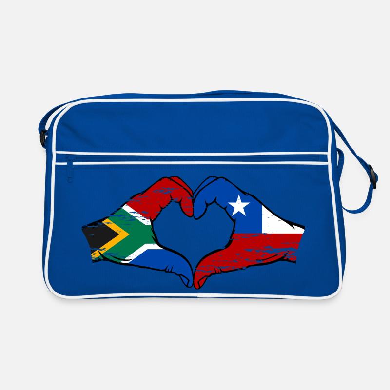 Afrique du Sud Chili drapeau mains forme de coeur utilisé Sac Retro