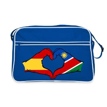 Spanien Namibia Flagge Hände Herzform - Retro Tasche - Blau/Weiß - Vorne