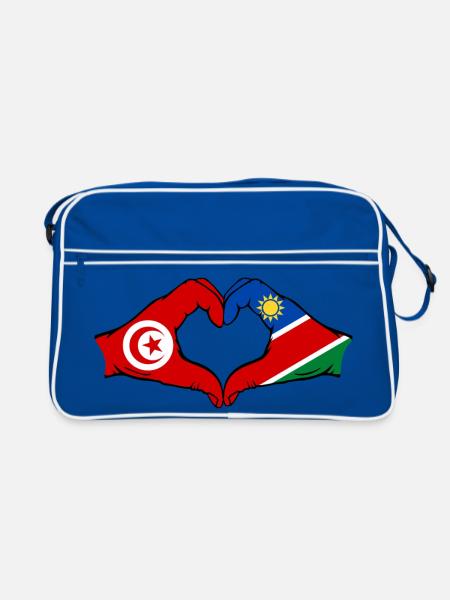 Drapeau Tunisie Namibie Mains Forme de cœur Utilisé - Sac Retro - bleu/blanc - Devant