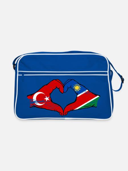 Drapeau de la Turquie et de la Namibie, forme de cœur, utilisé - Sac Retro - bleu/blanc - Devant