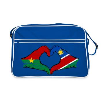 Burkina Faso Namibie drapeau mains forme de coeur utilisé - Sac Retro - bleu/blanc - Devant