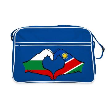 Bulgaria Namibia flag hands heart shape - Retro Bag - blue/white - Front