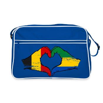 Belgium Gabon flag hands heart shape used - Retro Bag - blue/white - Front