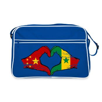 Chine Sénégal drapeau mains forme de coeur utilisé - Sac Retro - bleu/blanc - Devant