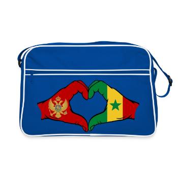 Montenegro Senegal Flagge Hände Herzform - Retro Tasche - Blau/Weiß - Vorne
