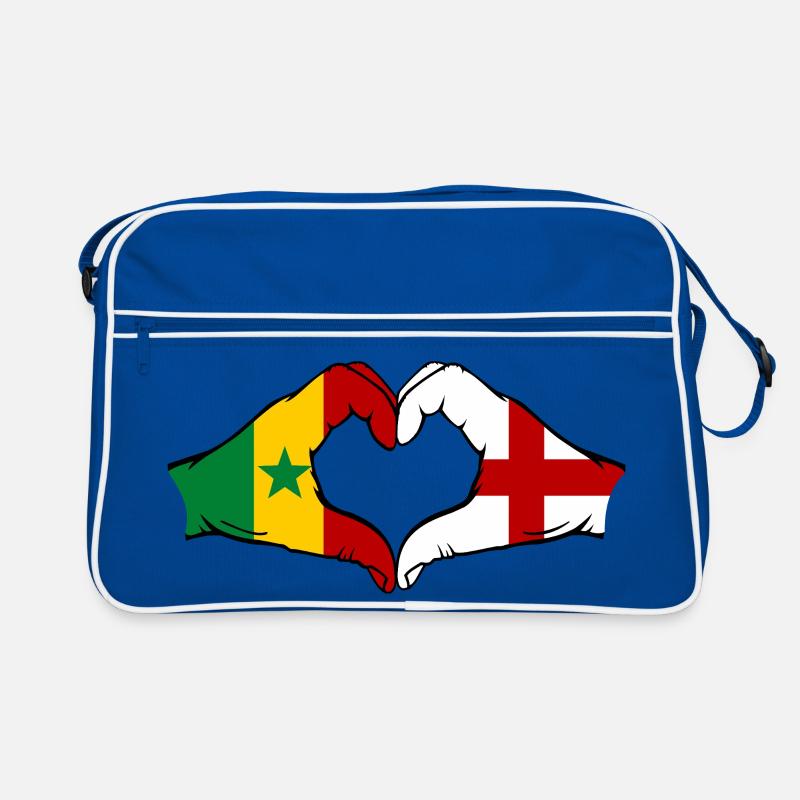 Sénégal Angleterre drapeau mains forme de coeur utilisé Sac Retro