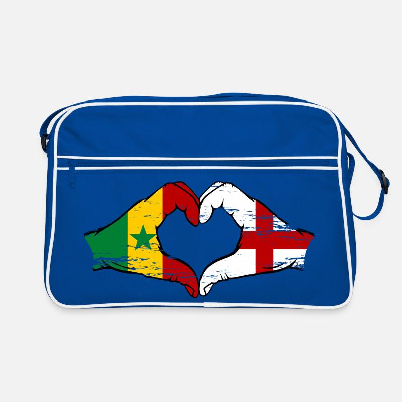Sénégal Angleterre drapeau mains forme de coeur utilisé Sac Retro