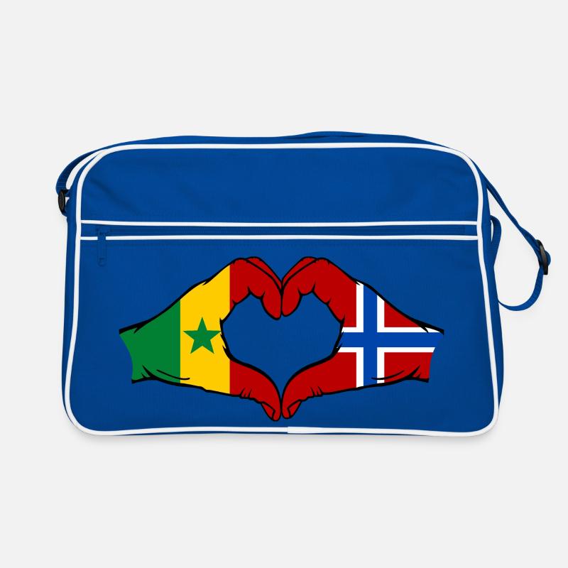 Senegal Norway Flag Hands Heart Shape Retro Bag