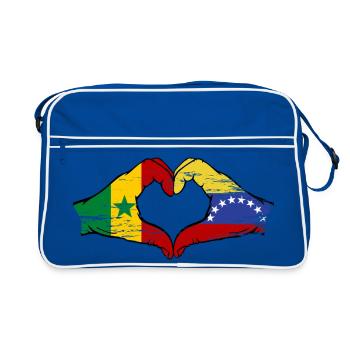 Senegal Venezuel Flagge Hände Herzform used - Retro Tasche - Blau/Weiß - Vorne