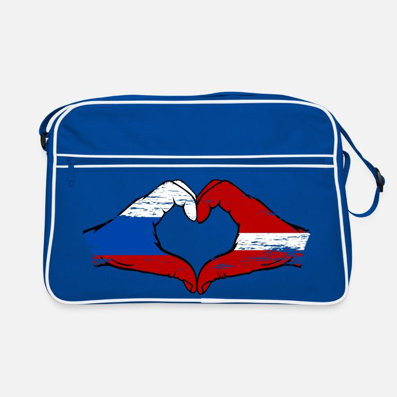 Russie Lettonie Drapeau Mains Coeur Forme Sac Retro