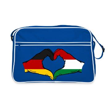 Germany Hungary Flag Heart - Retro Bag - blue/white - Front