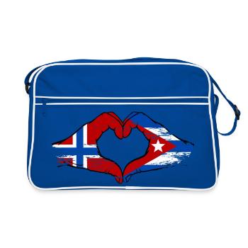 Drapeau de la Norvège, Cuba, mains de cœur - Sac Retro - bleu/blanc - Devant