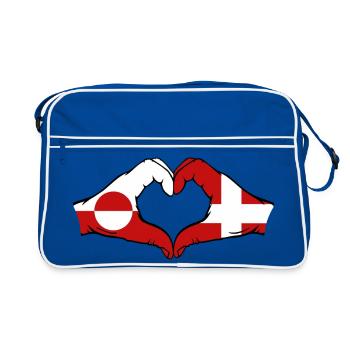 Drapeau du Groenland Danemark Mains Forme de cœur - Sac Retro - bleu/blanc - Devant