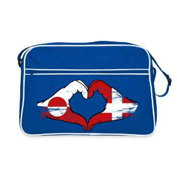 Mains du drapeau du Groenland, Danemark, forme de cœur utilisée - Sac Retro - bleu/blanc - Devant