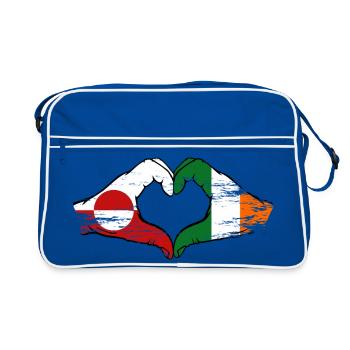 Drapeau du Groenland Irlande Mains Forme de cœur utilisé - Sac Retro - bleu/blanc - Devant
