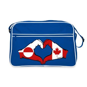 Drapeau du Canada Groenland, Mains en forme de cœur - Sac Retro - bleu/blanc - Devant