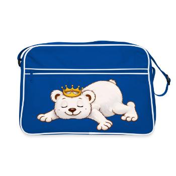 Ours endormi avec couronne – Motif d’animal mignon - Sac Retro - bleu/blanc - Devant