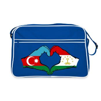 Aserbaidschan Tadschikistan Flaggenherz - Retro Tasche - Blau/Weiß - Vorne