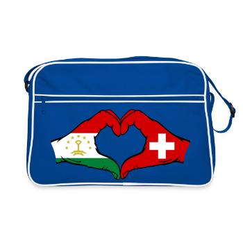 Cœur du drapeau du Suisse du Tadjikistan - Sac Retro - bleu/blanc - Devant