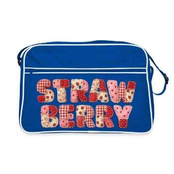 Faux Patchwork Erdbeerfrucht-Jahrgang - Retro Tasche - Blau/Weiß - Vorne