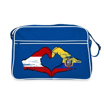 Austria Ecuador flag heart used - Retro Bag - blue/white - Front