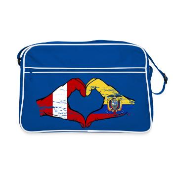 Drapeaux du Pérou et de l’Équateur Utilisation du cœur - Sac Retro - bleu/blanc - Devant