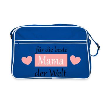 Muttertags Geschenk Mutter Muttertag Geschenkidee - Retro Tasche - Blau/Weiß - Vorne