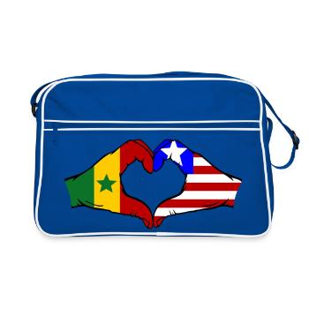 Senegal_Liberia_Flagge_Haende_Herzform - Sac Retro - bleu/blanc - Devant