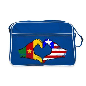 Cœur du drapeau du Cameroun du Liberia utilisé - Sac Retro - bleu/blanc - Devant