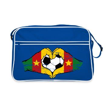 Mains du drapeau camerounais en forme de cœur utilisées - Sac Retro - bleu/blanc - Devant