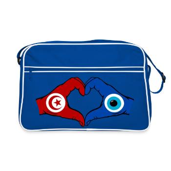 Drapeau du Nazar de Tunisie Mains en forme de cœur - Sac Retro - bleu/blanc - Devant