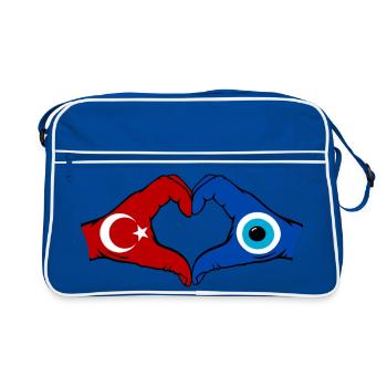Drapeau de Nazar Turc Mains en forme de cœur - Sac Retro - bleu/blanc - Devant