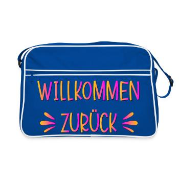 Rückkehr - Willkommen zurück - Retro Tasche - Blau/Weiß - Vorne