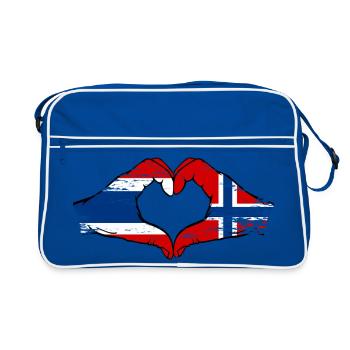Thailand Schweden Flagge Hände Herzform used look - Retro Tasche - Blau/Weiß - Vorne