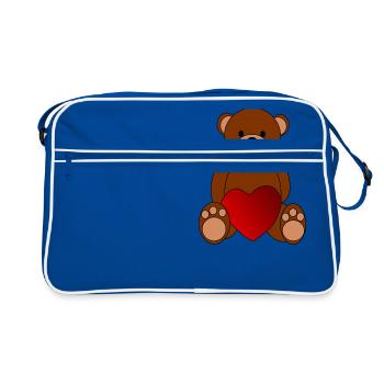 teddy bear teddy bear grizzly brown bear black bear - Retro Bag - blue/white - Front