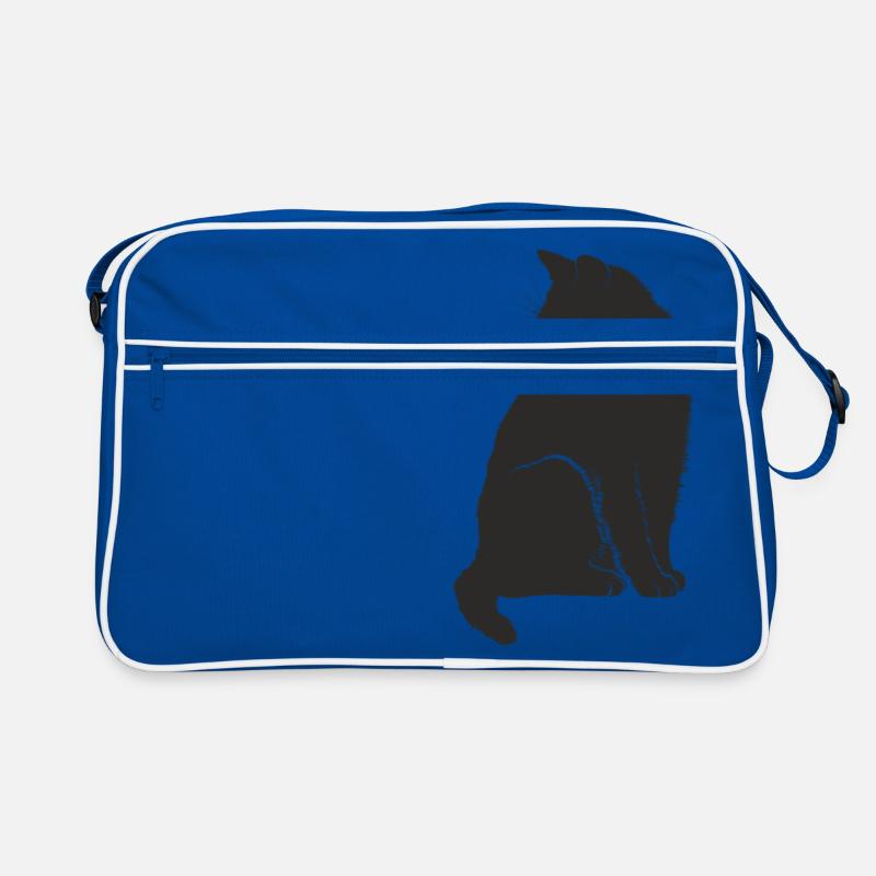 Katze - Retro Tasche - Blau/Weiß
