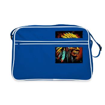 Crâne de chef indien Apache - Sac Retro - bleu/blanc - Devant