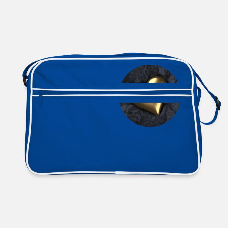 Herz aus Gold - Retro Tasche - Blau/Weiß