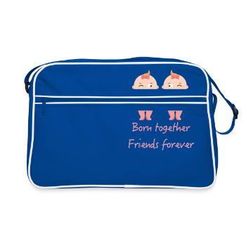 Zwillinge, twin sisters, Zwillingsschwestern - Retro Tasche - Blau/Weiß - Vorne